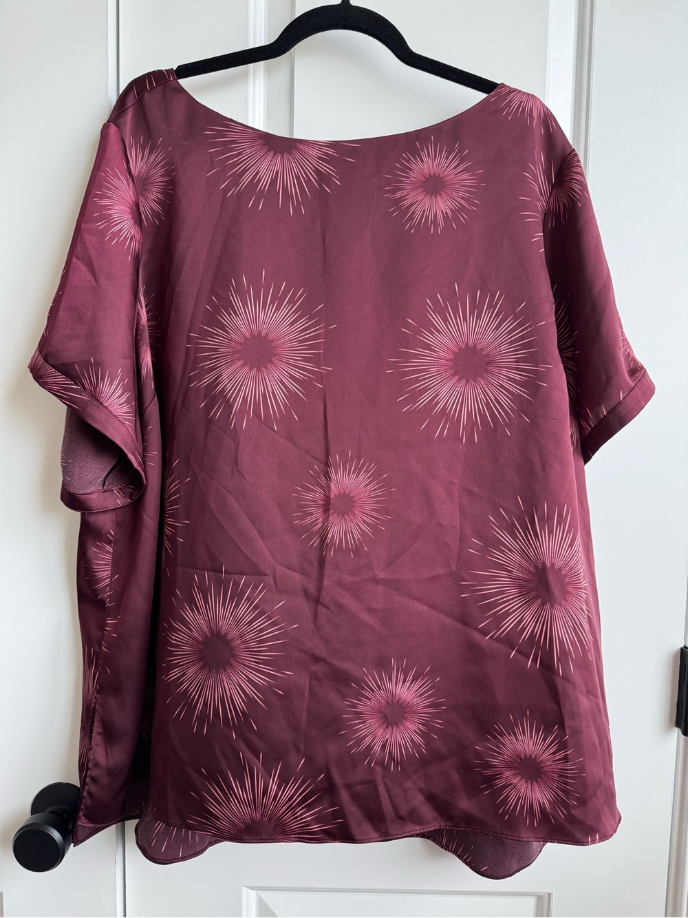 Universal Standard Satin Sunburst Blouse Burgundy Pink Size L (22/24)